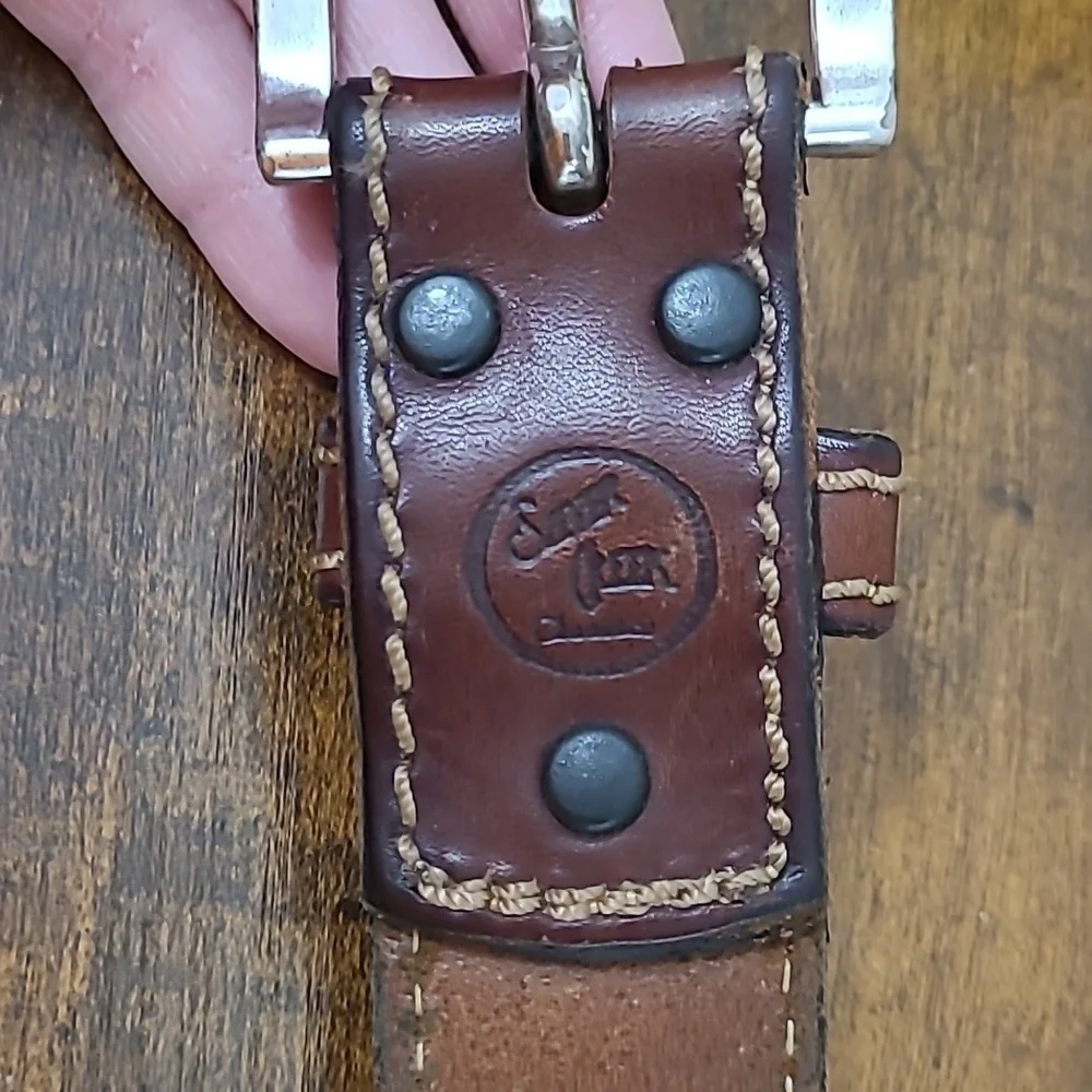 Silver Creek Dark Brown Leather Belt with Silver Hardware size 34